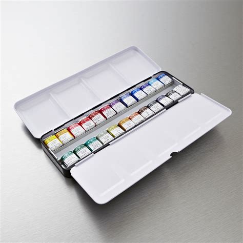 winsor and newton watercolor set metal box|winsor newton full pan watercolors.